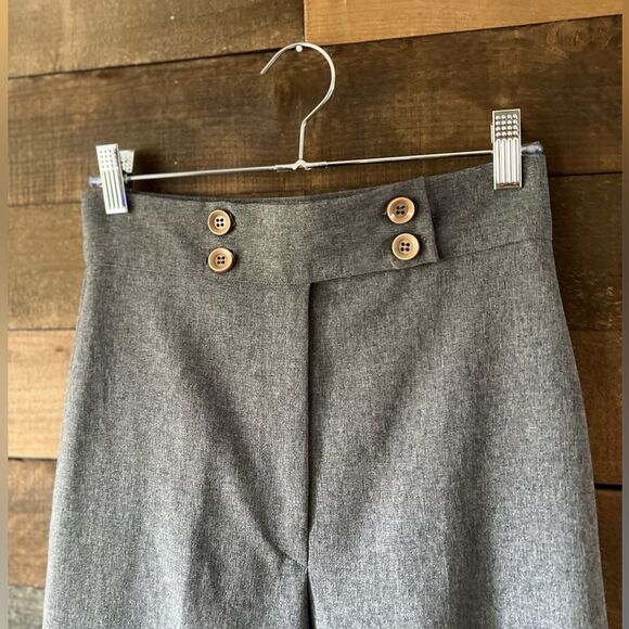 Vintage 90s High-Waisted Wide Leg Grey Trousers Pants Made in USA - Picture 2 of 14